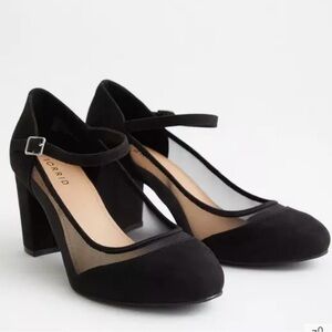 Torrid Black Suede Mary Jane Heels size 8WW